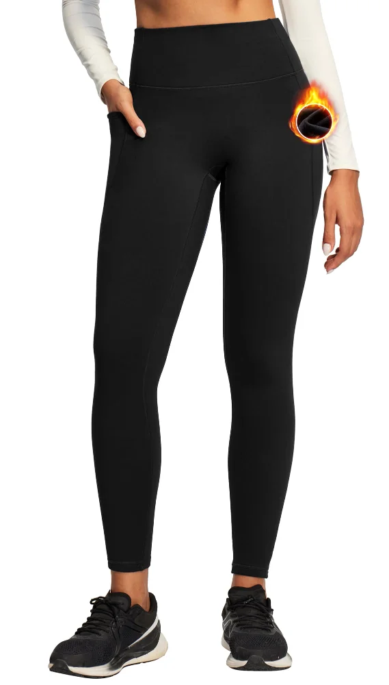 Ewedoos Fleece Lined Compression Leggings, No Front Seam