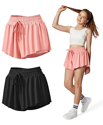Ewedoos Girls’ 2-in-1 Flowy Shorts