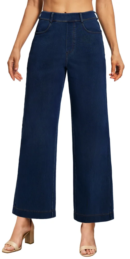 Ewedoos Wide Leg Ankle Jeans, Pull-On